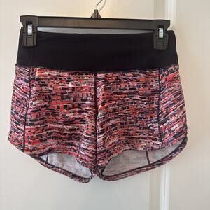 Lululemon Size 0 Speed Up Short 3.5” Multi Color Flash Pleat Pink Orange Black